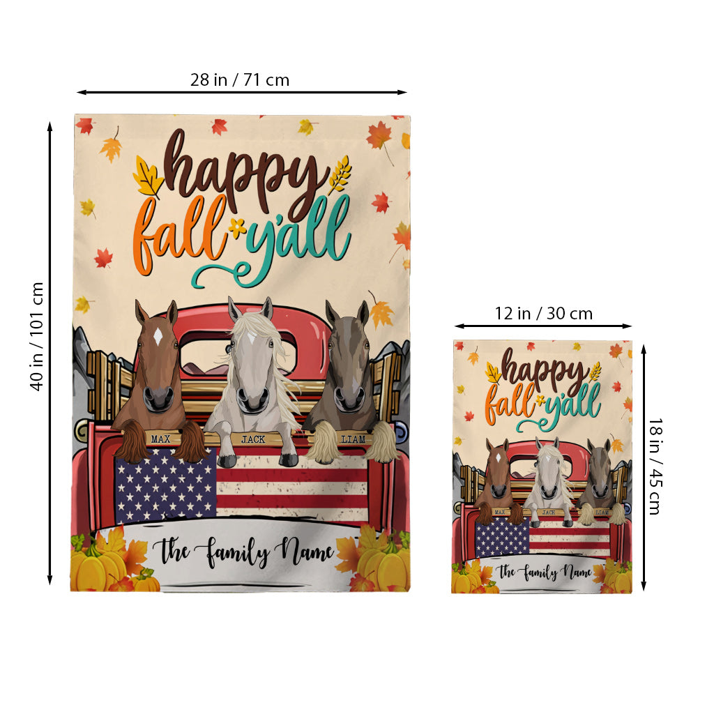 Happy Fall Y'all - Personalized Horse House Flag