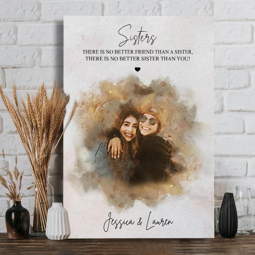 No Better Friend - Personalized Sibling Canvas And Poster