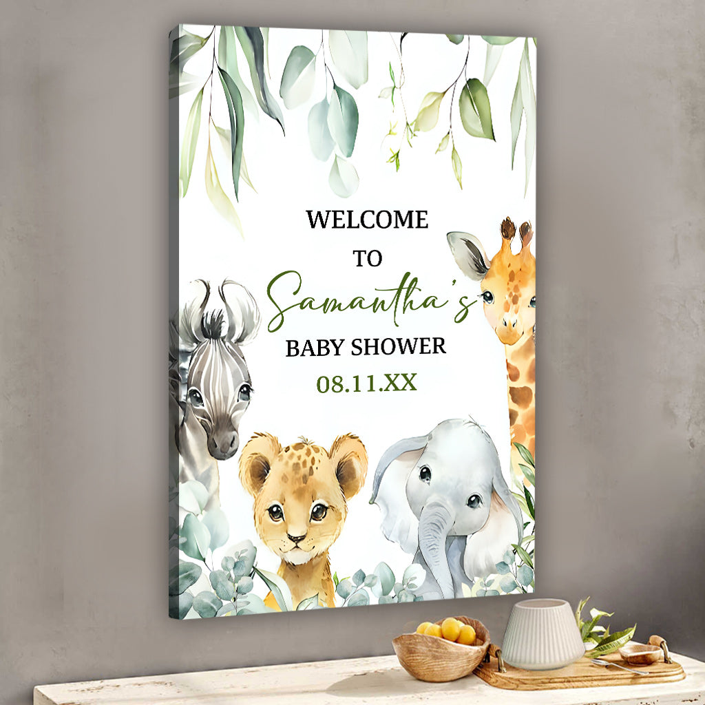 Welcome To Baby Shower - Personalized Newborn Canvas And Poster