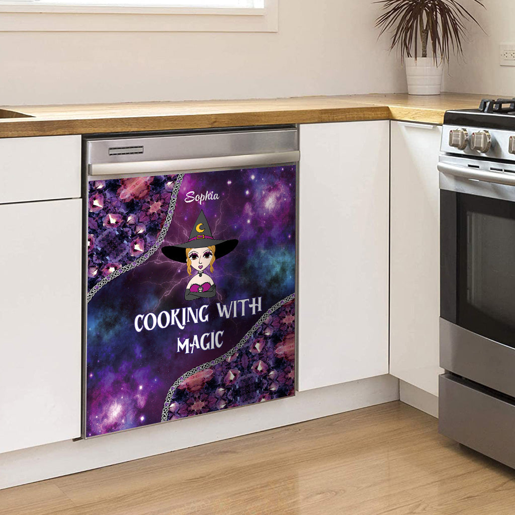 Cooking With Magic - Personalized Witch Dishwasher Cover