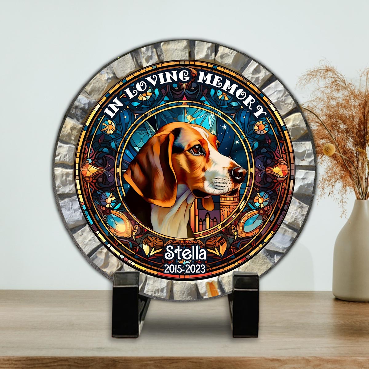 In Loving Memory - Personalized Dog Round Shaped Stone