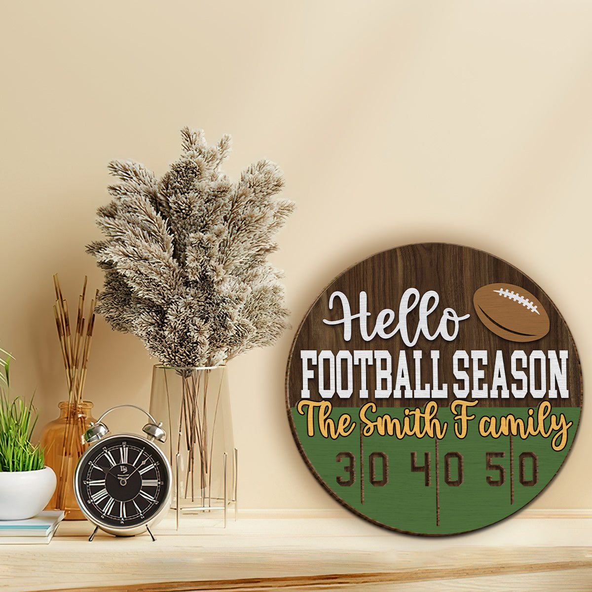 Hello Football Season - Personalized Football 2 Layered Wood Sign / Wood Plaque