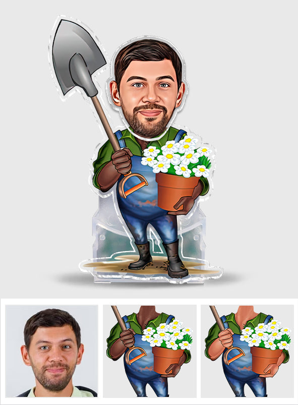 Gardener Caricature - Personalized Gardening Custom Shaking Head