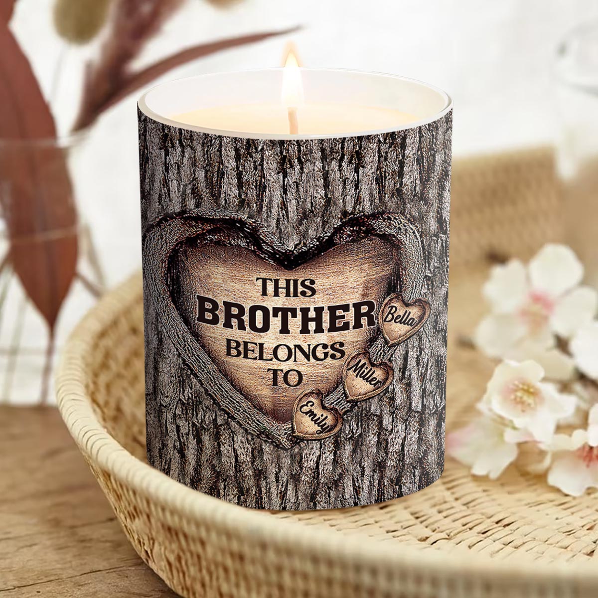 Dad's Heart - Gift for dad, grandma, grandpa, mom, uncle, aunt, brother, sister - Personalized Candle With Wooden Lid