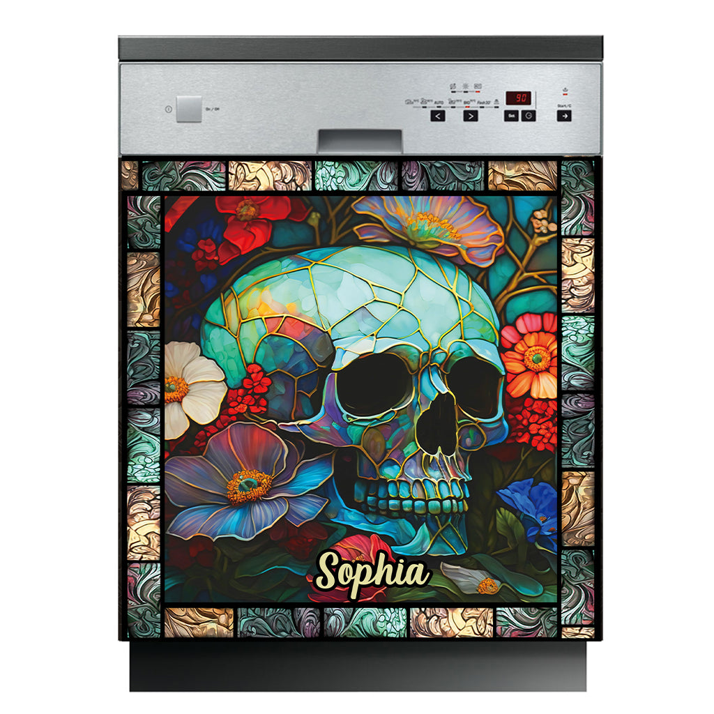 Floral Skull - Personalized Skull Dishwasher Cover