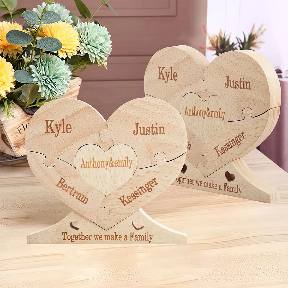 Together We Make A Family - Personalized Family Wooden Puzzle Standing