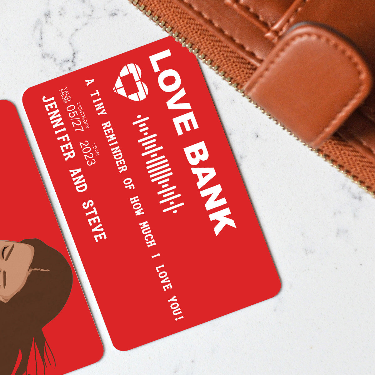 Love Bank Cartoonized Photo Personalized Sound Wave - Personalized Couple Wallet Insert Card