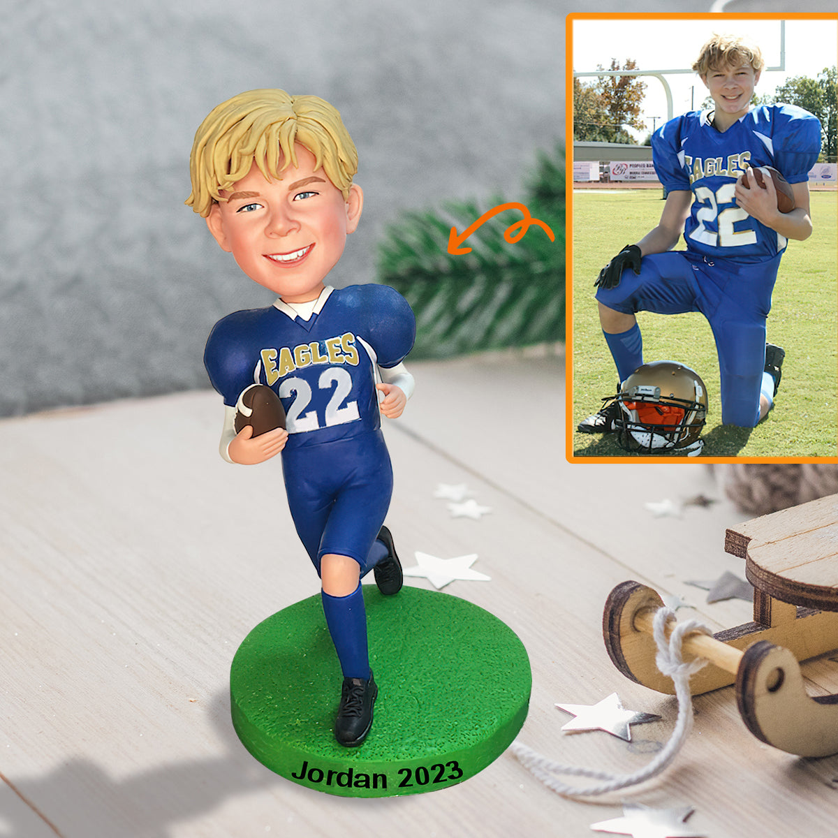 Tis The Season - Personalized Football Bobblehead