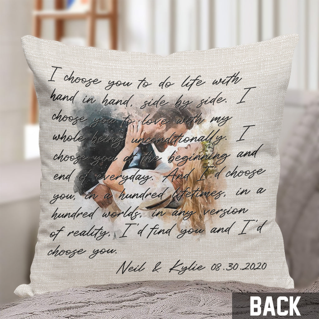 I Choose You - Personalized Husband And Wife Throw Pillow