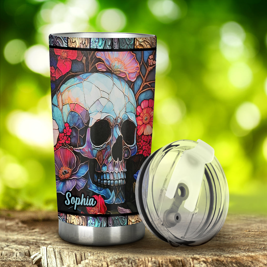 Floral Skull - Personalized Skull Tumbler