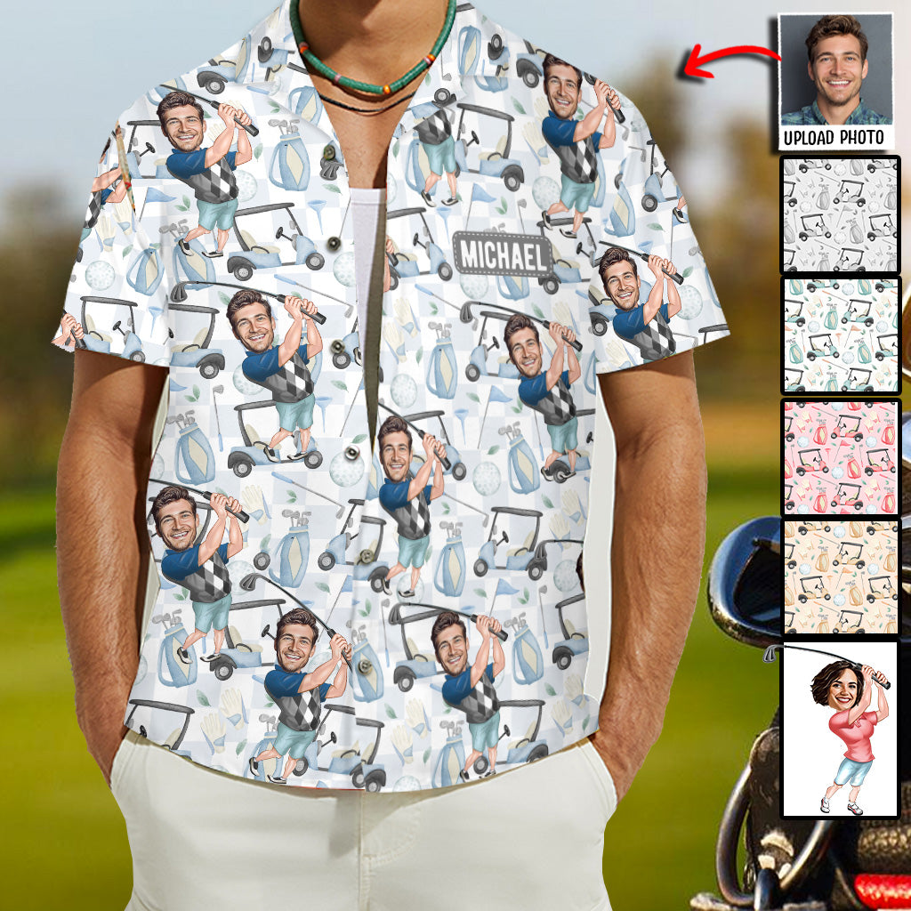 Photo Inserted Funny Golfer - Personalized Golf Hawaiian Shirt