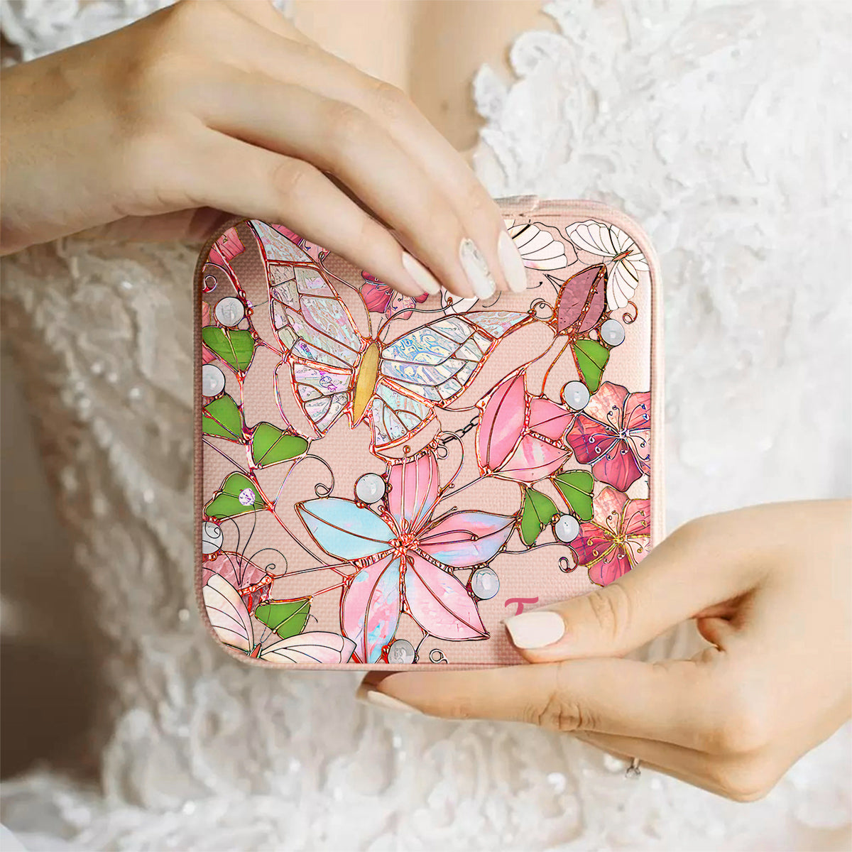 Butterfly And Flower - Personalized Butterfly Jewelry Box