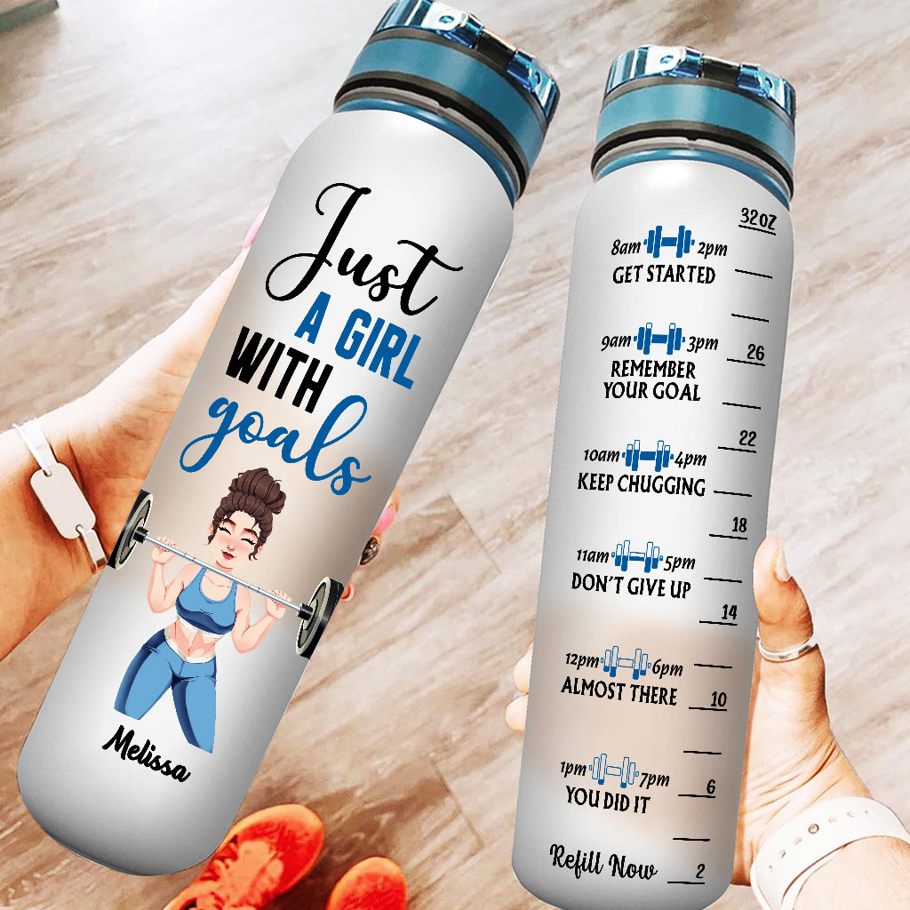 Just A Girl With Goals New Version - Personalized Water Bottle