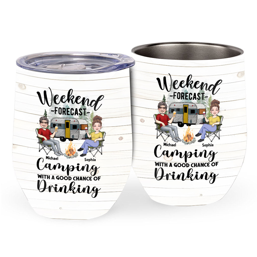 Weekend Forecast - Personalized Camping Wine Tumbler