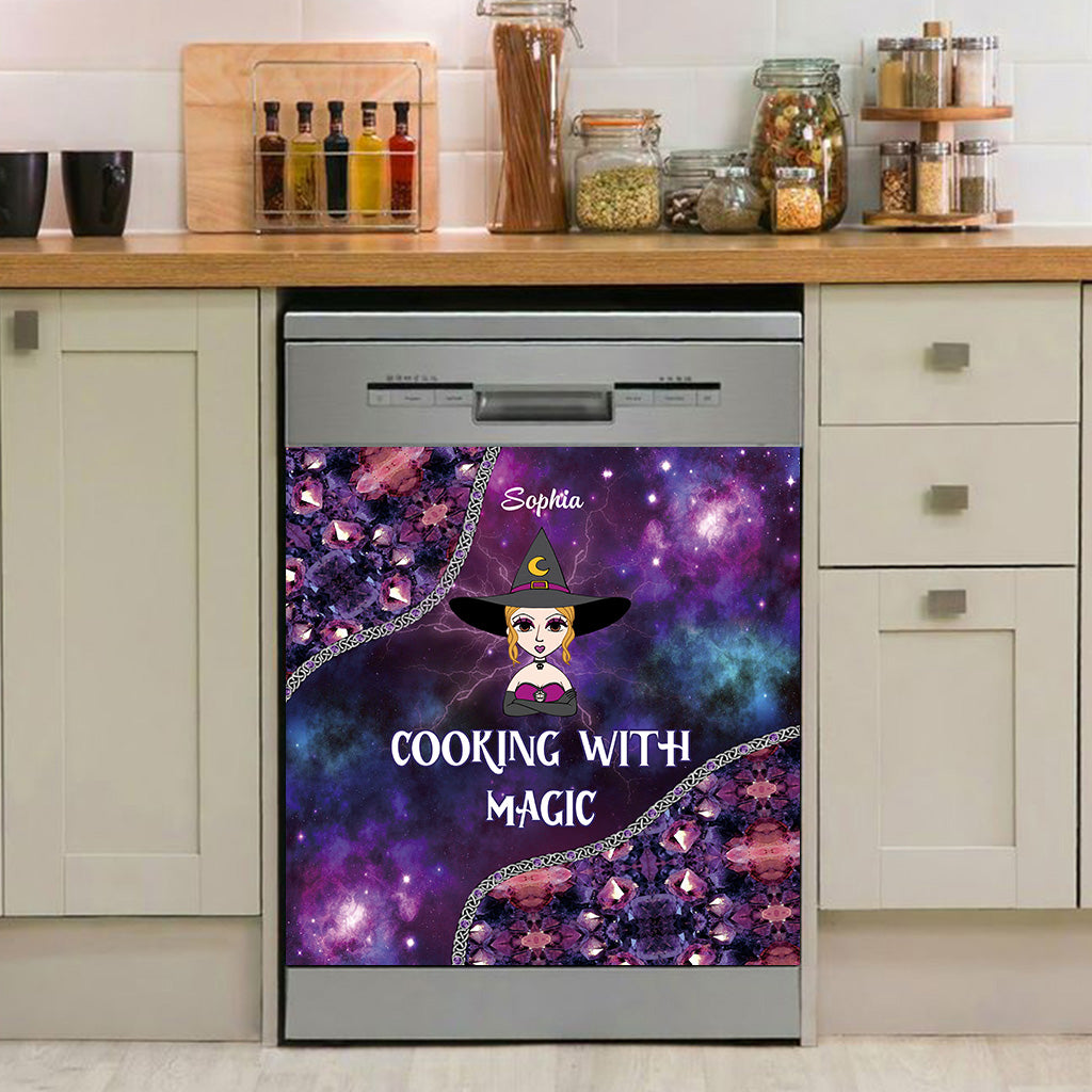 Cooking With Magic - Personalized Witch Dishwasher Cover