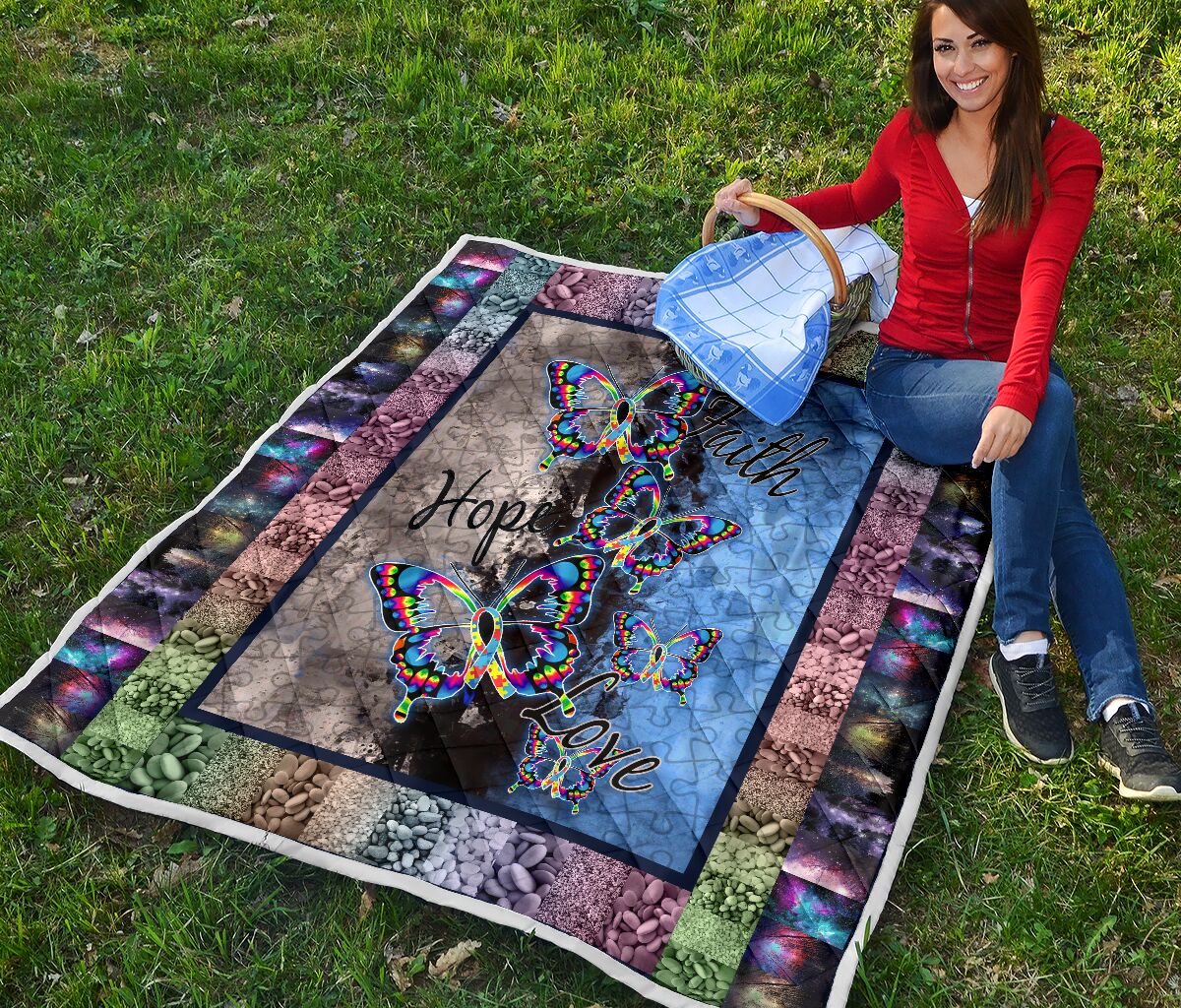 Faith Hope Love Autism Awareness Quilt 0622