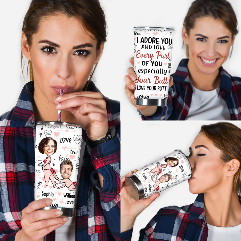 I Adore You And Love Every Part Of You Custom Face Upload Image - Personalized Couple Tumbler