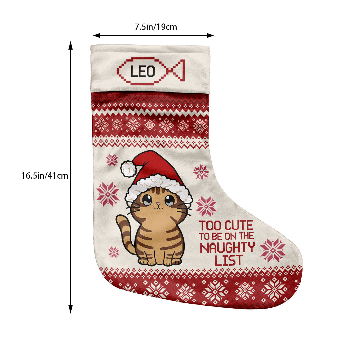 Too Cute To Be On The Naughty List - Personalized Cat Christmas Stockings