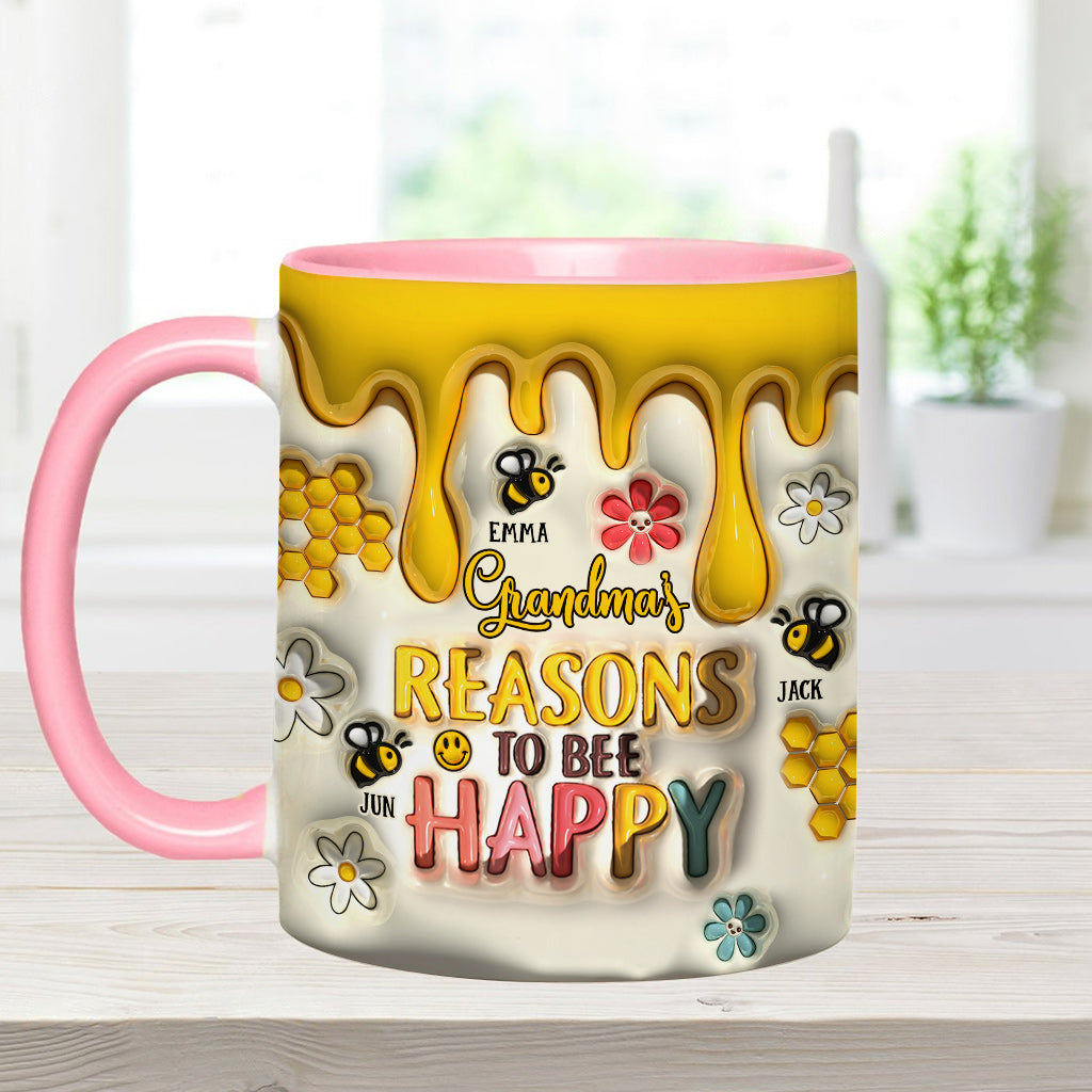 Grandma’s Reasons To Bee Happy - Gift for grandma - Personalized Accent Mug