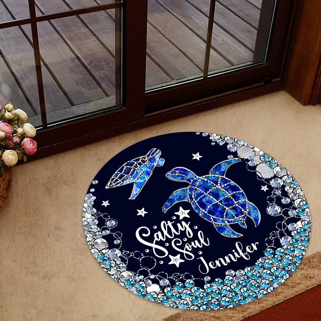 Salty Soul - Personalized Turtle Shaped Doormat