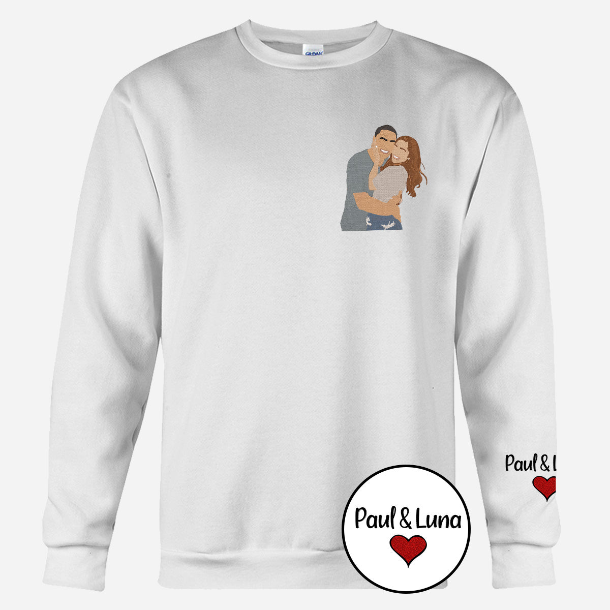 Custom 2D Photo - Personalized Couple Embroidered Sweater