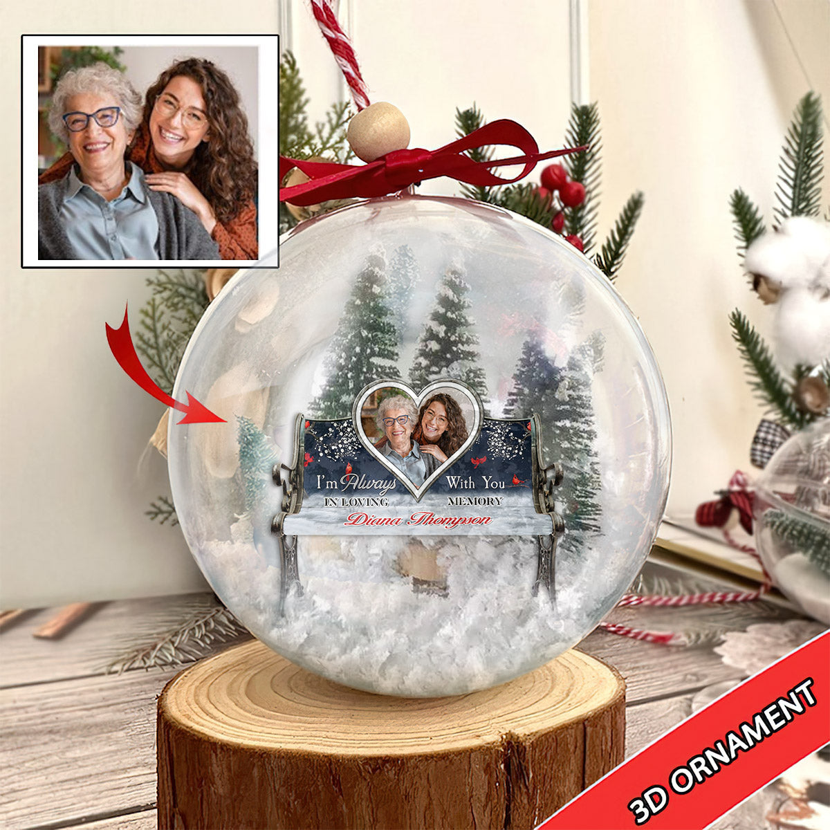 I'm Always With You - Personalized Memorial Snow Globe Ornament