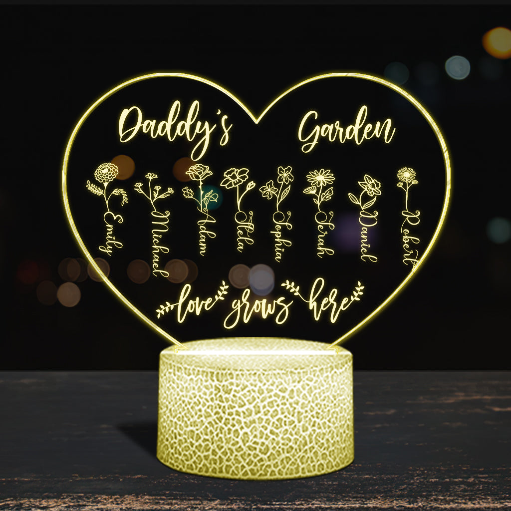 Discover Grandma's Garden - Gift for grandma, mom, aunt, grandpa - Personalized Shaped Plaque Light Base