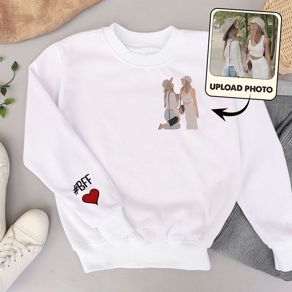 Custom 2D Photo - Personalized Bestie Embroidered Sweater