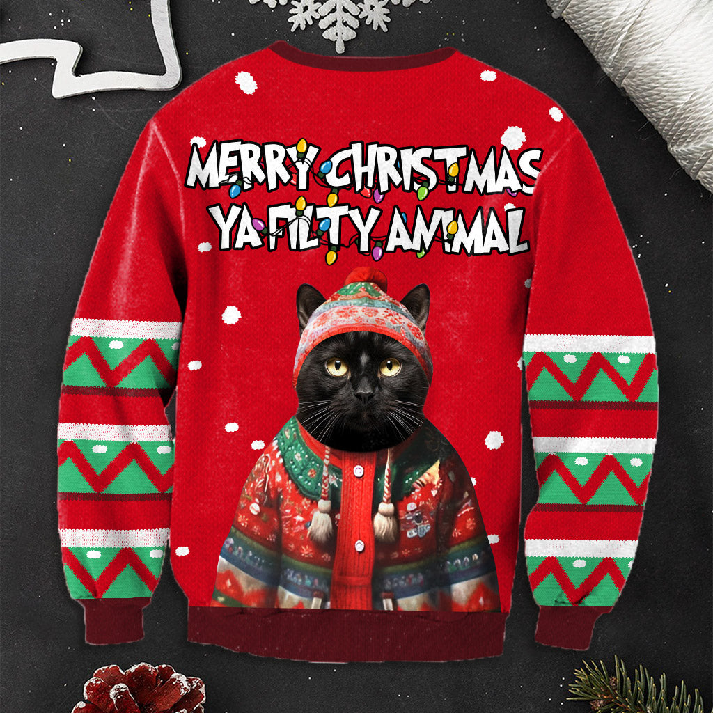 Merry Christmas Ya Filty Anima - Personalized Dog Ugly Sweater