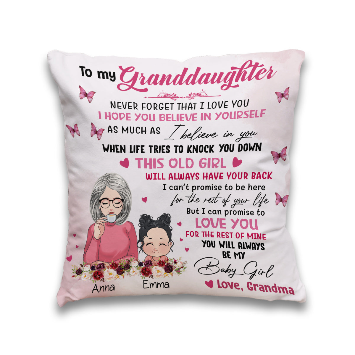 To My Granddaughter - Personalized Grandma Throw Pillow