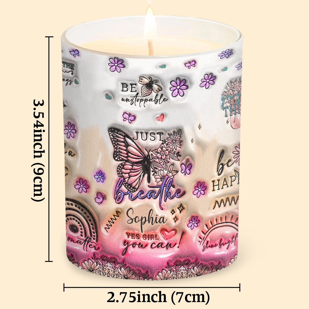 Positive Affirmations Butterfly - Personalized Butterfly Candle With Wooden Lid