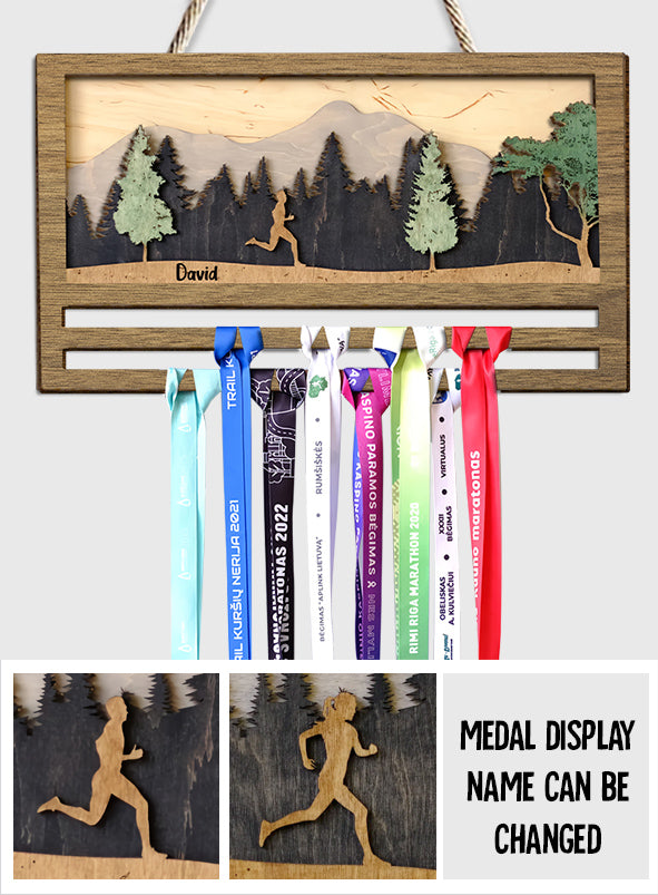 Medal Display - Personalized Running 2 Layered Wood Sign / Wood Plaque