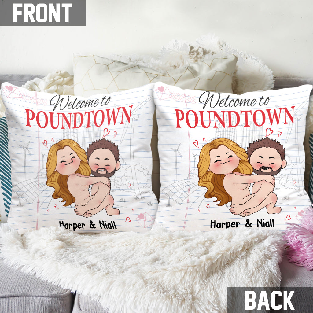 Welcome To The Poundtown Inappropriate Adult - Personalized Couple Throw Pillow