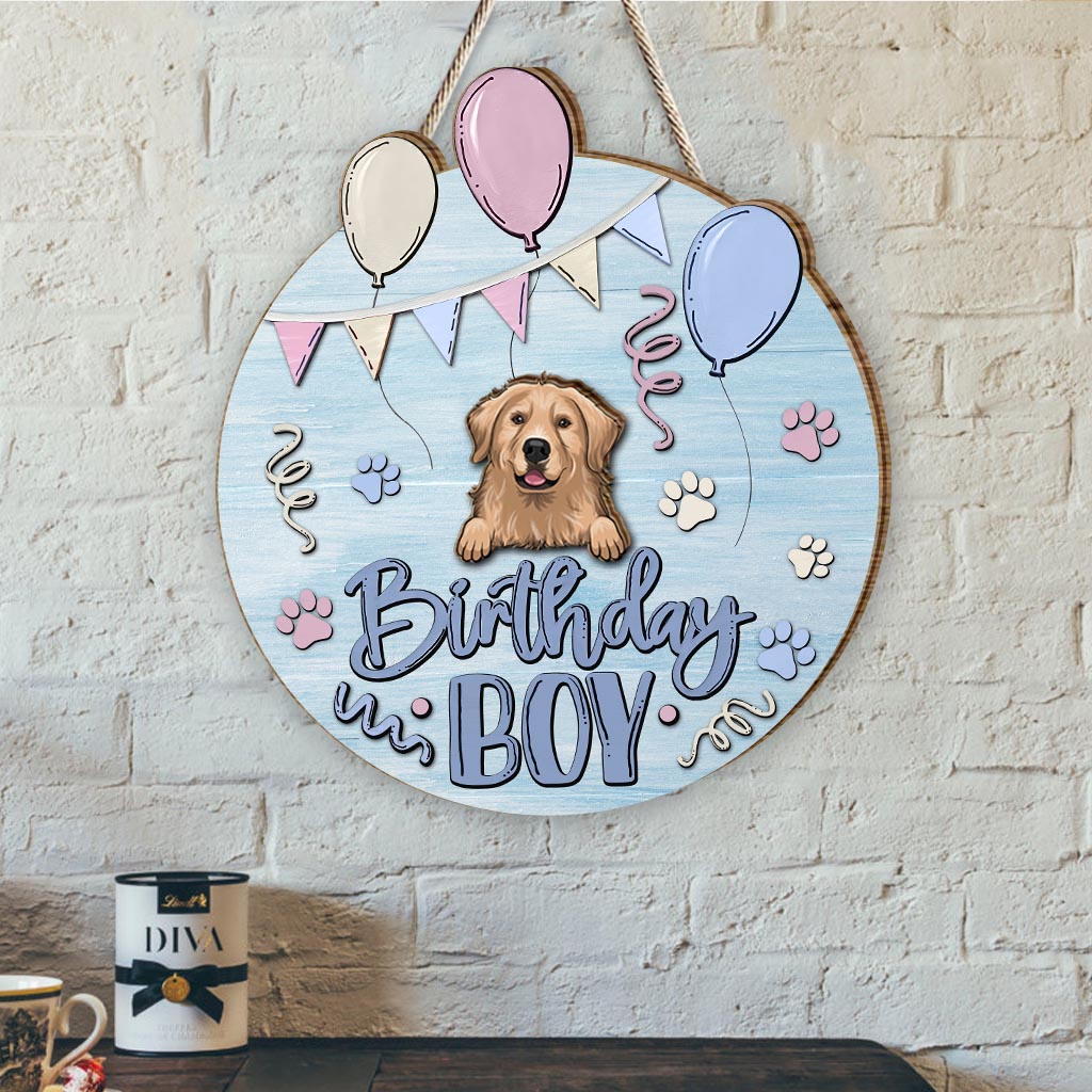 Birthday Boy Girl Pet Cat Dog - Personalized Dog Interchangeable Wood Sign