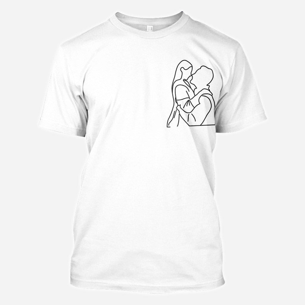 Custom Line Drawing Portraits - Personalized Husband And Wife All Over Shirt