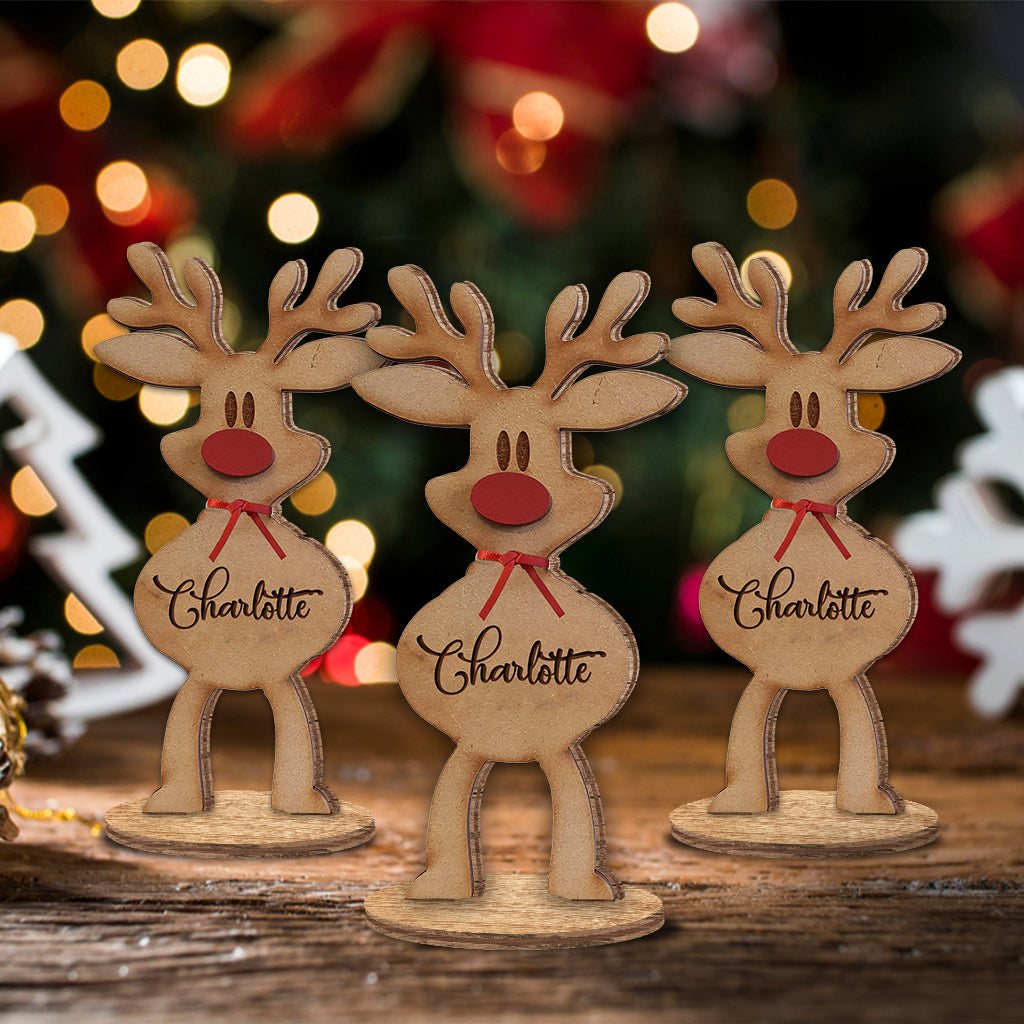 Reindeer Family - Personalized Family Freestanding Wood Plaque