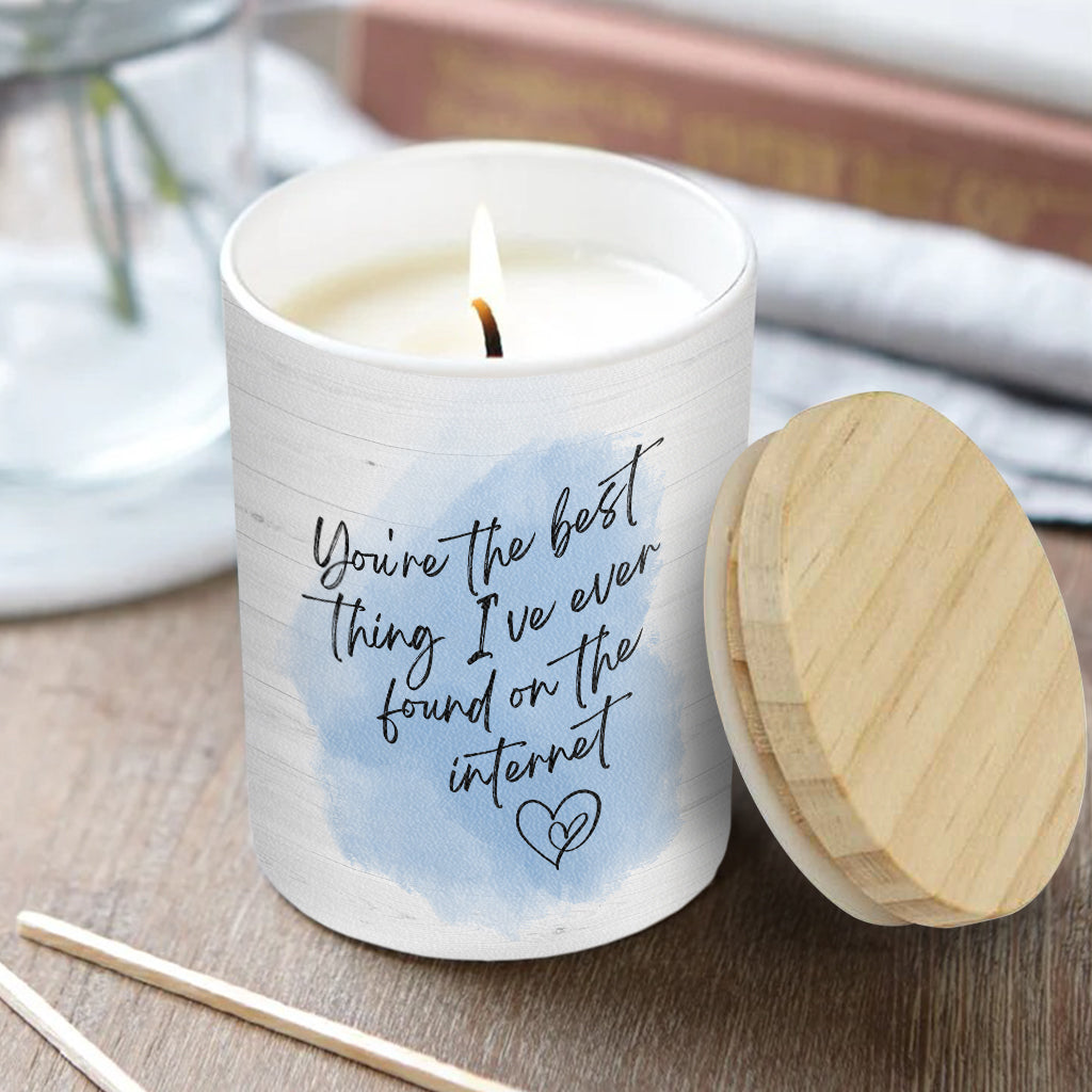 Best Thing On the Internet - Personalized Husband And Wife Candle With Wooden Lid