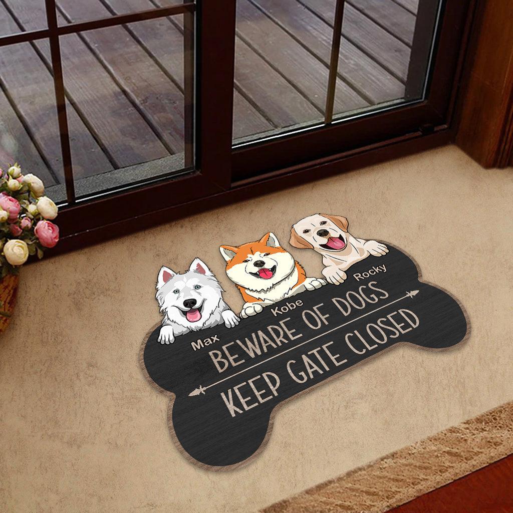 Beware Of The Dog - Personalized Dog Shaped Doormat