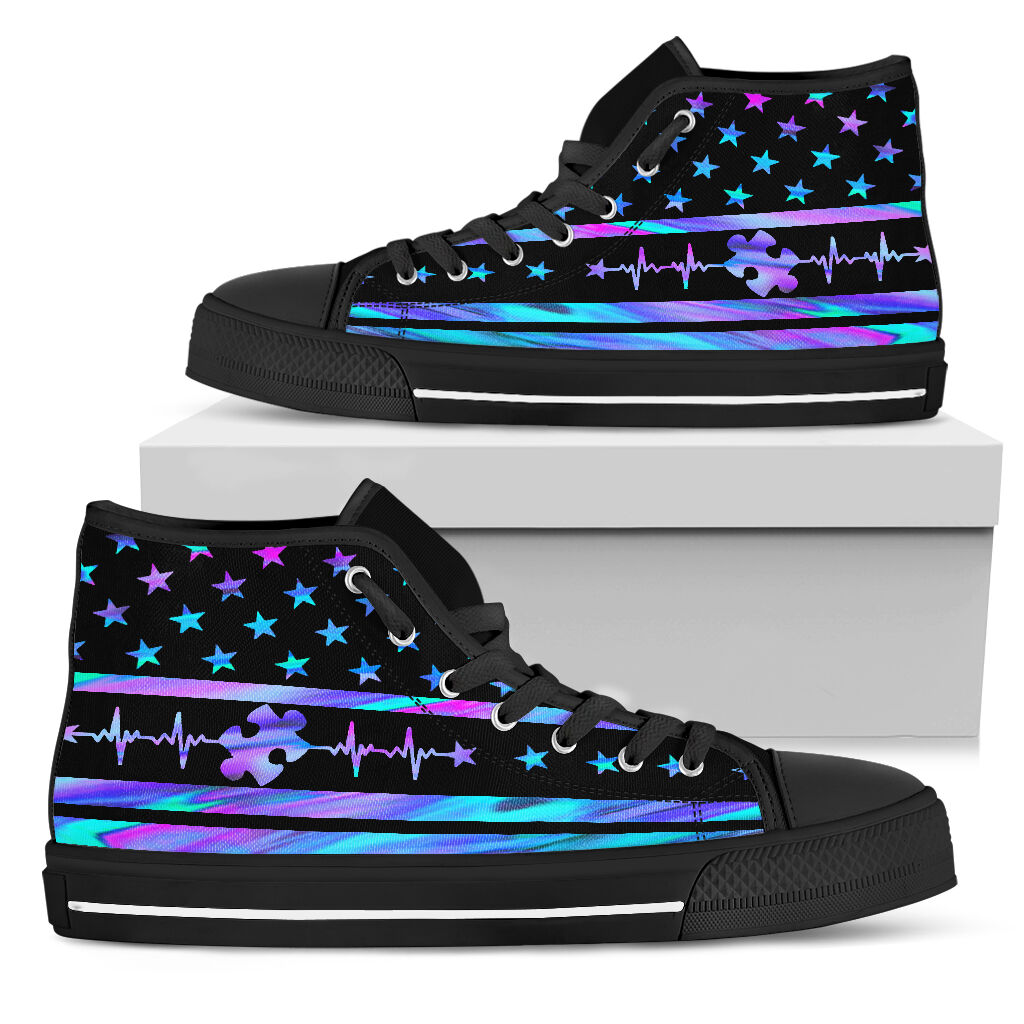 Magic Line Independence Day Autism Awareness High Top Shoes 0622