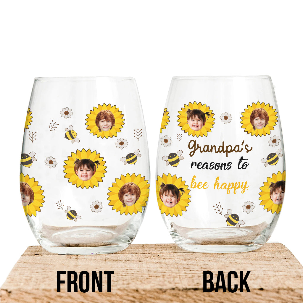 Nana's Reasons - Gift for grandma, mom, grandpa, dad - Personalized All Over Wine Glass