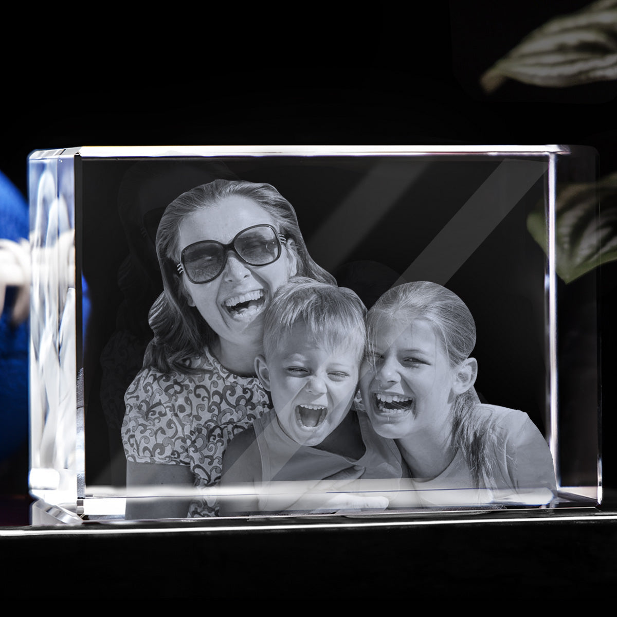 Custom Photo - Personalized Mother Laser Engraving 3D Cuboid Shaped Crystal Lamp