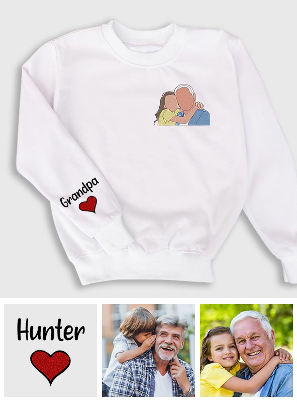 Custom 2D Photo - Personalized Grandpa Embroidered Sweater