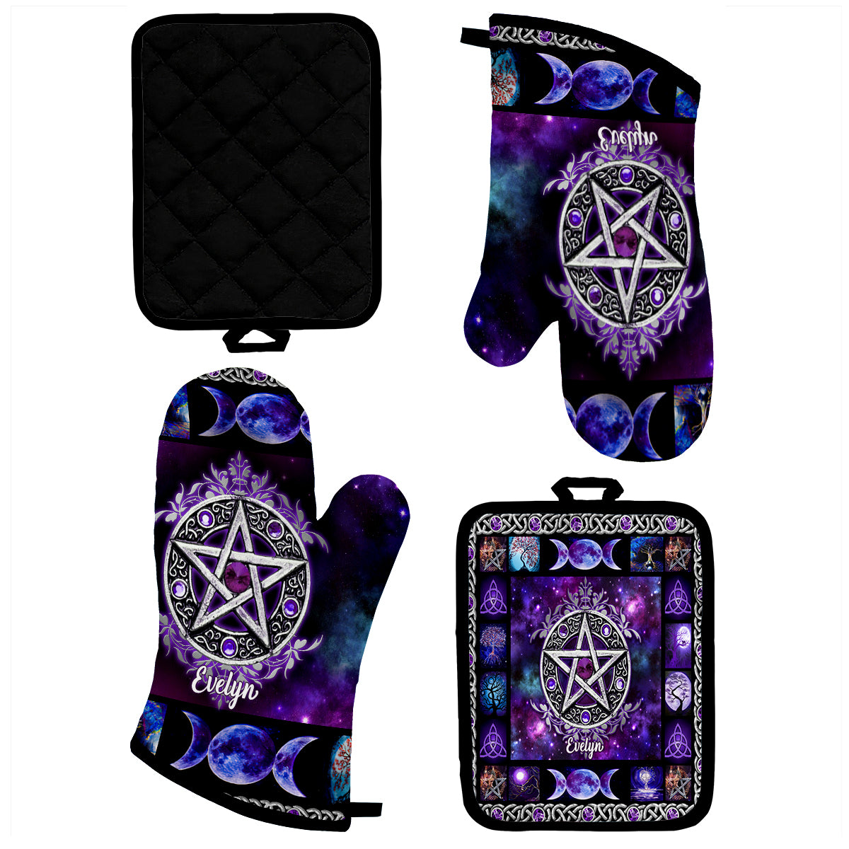 Magical Kitchen - Personalized Witch Oven Mitts & Pot Holder Set