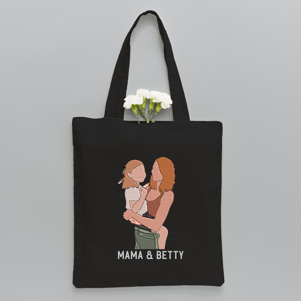 Custom 2D Photo - Personalized Step Mom Embroidered Tote Bag