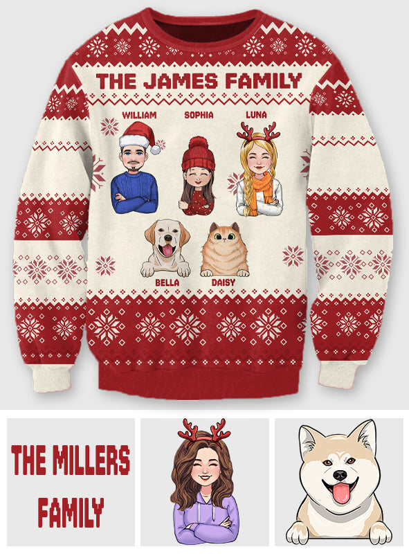 Merry Christmas - Personalized Family Ugly Sweater