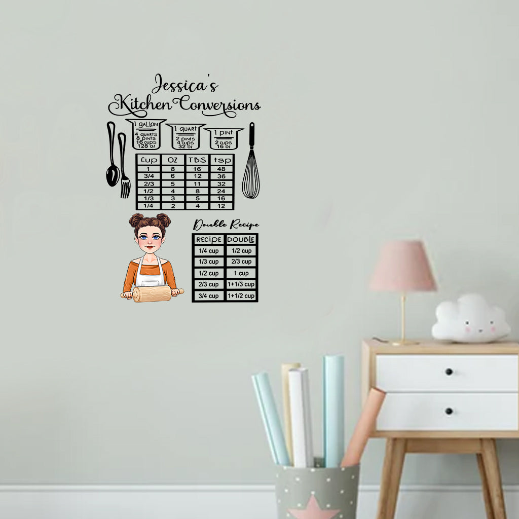 Kitchen Measurement Conversions - Cooking gift for mom, wife, her - Personalized Decal Full