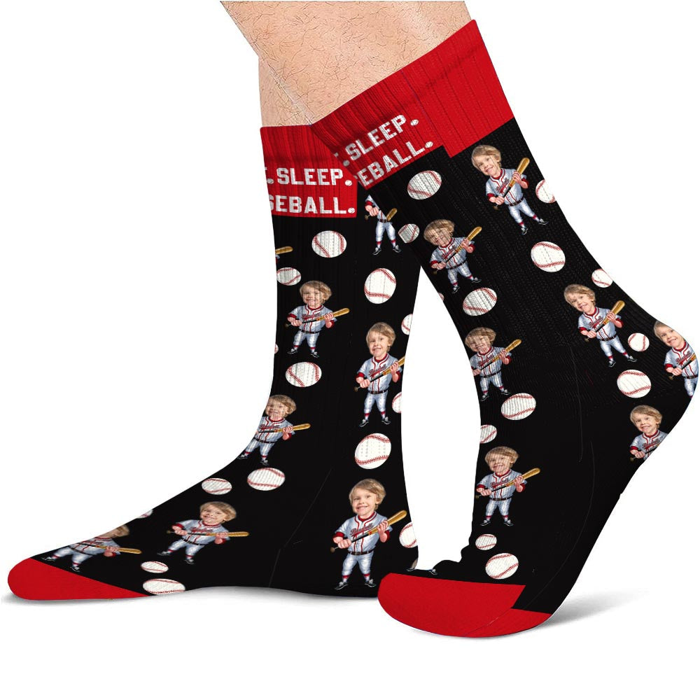 Eat Sleep Baseball - Personalized Baseball Socks