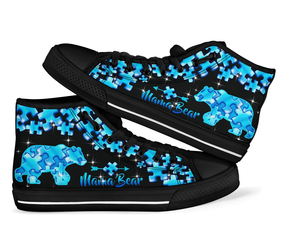 Autism Mom Mamabear Mother's Day Autism Awareness High Top Shoes 0622