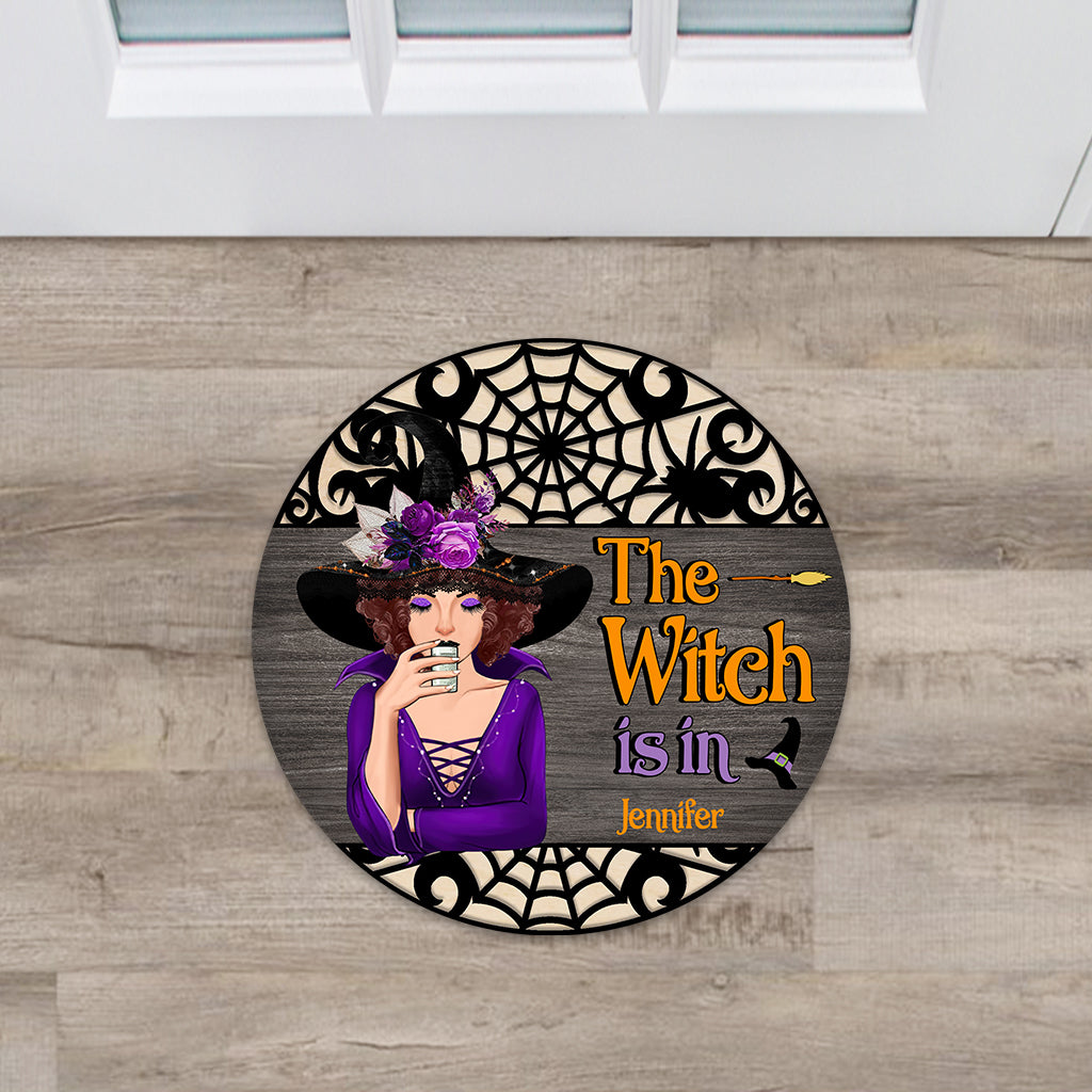 Discover The Witch Is In - Personalized Witch Shaped Doormat