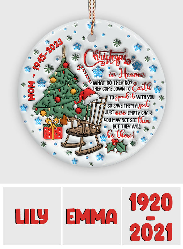 Christmas In Heaven - Memorial gift for loss of - Personalized Ceramic Circle Ornament